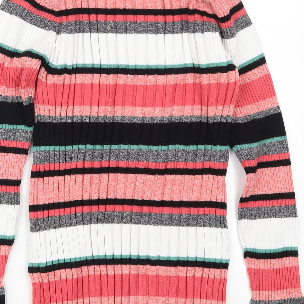 Per Una Womens Pink Striped Knit Pullover Jumper Size 14