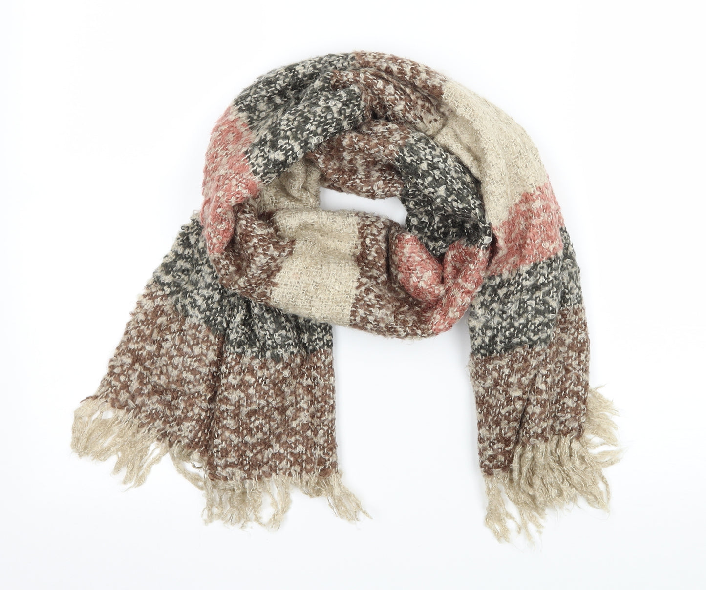 The Imporium Womens Beige Striped Knit Scarf