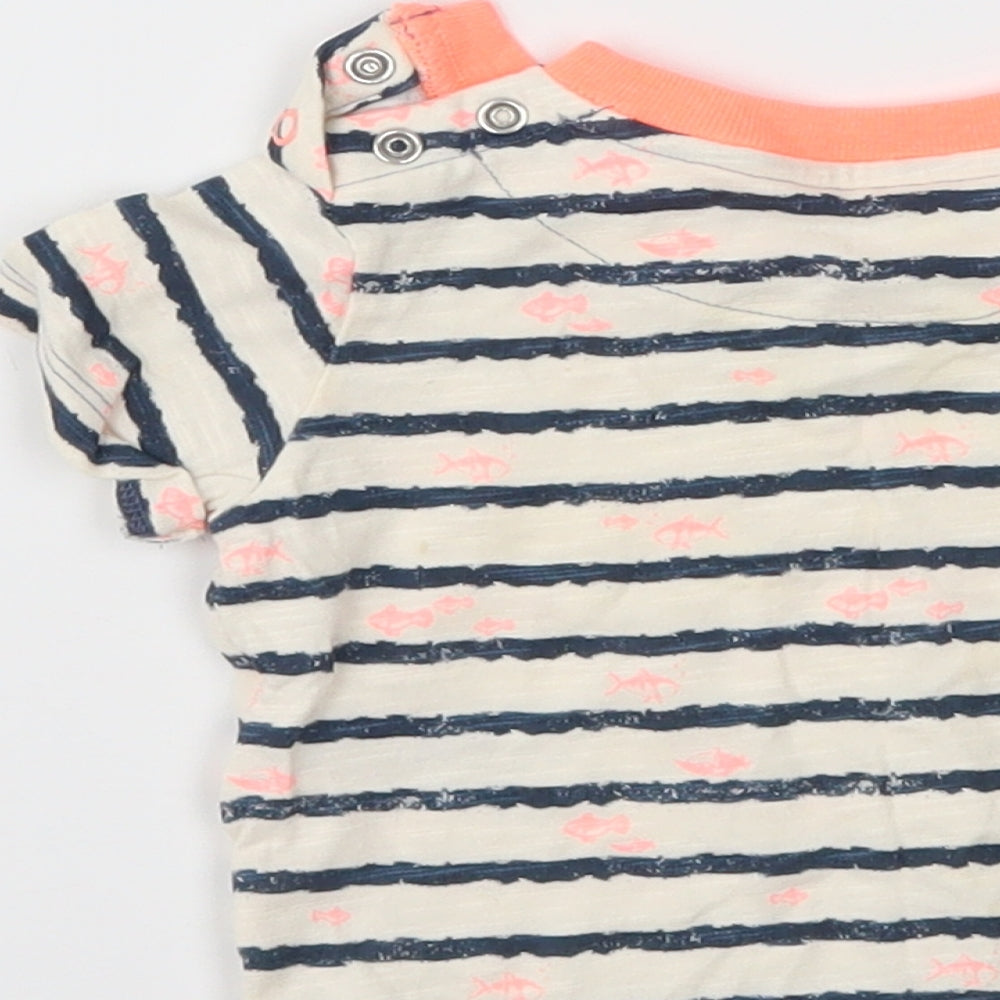 Marks and Spencer Baby White Striped Basic T-Shirt Size 0-3 Months