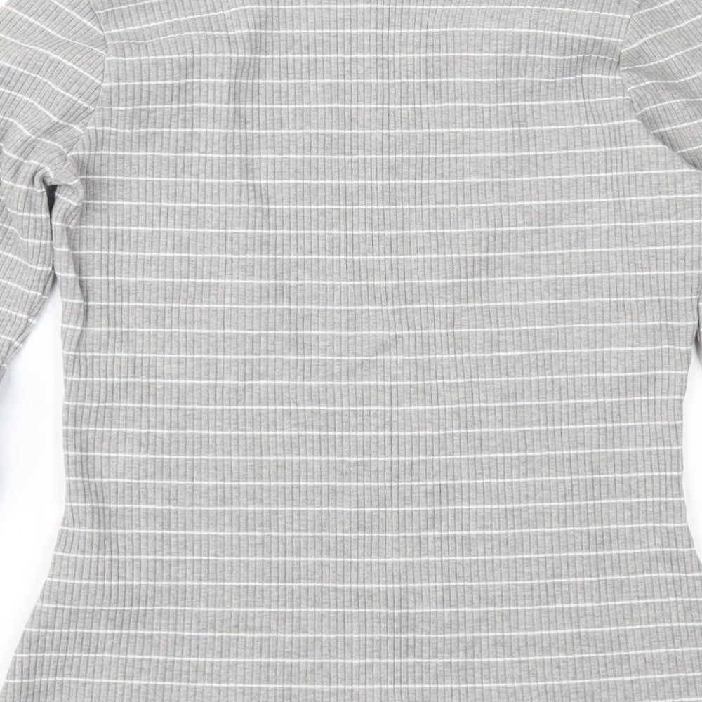 Marks and Spencer Girls Grey Striped Pullover Jumper Size 12-13 Years
