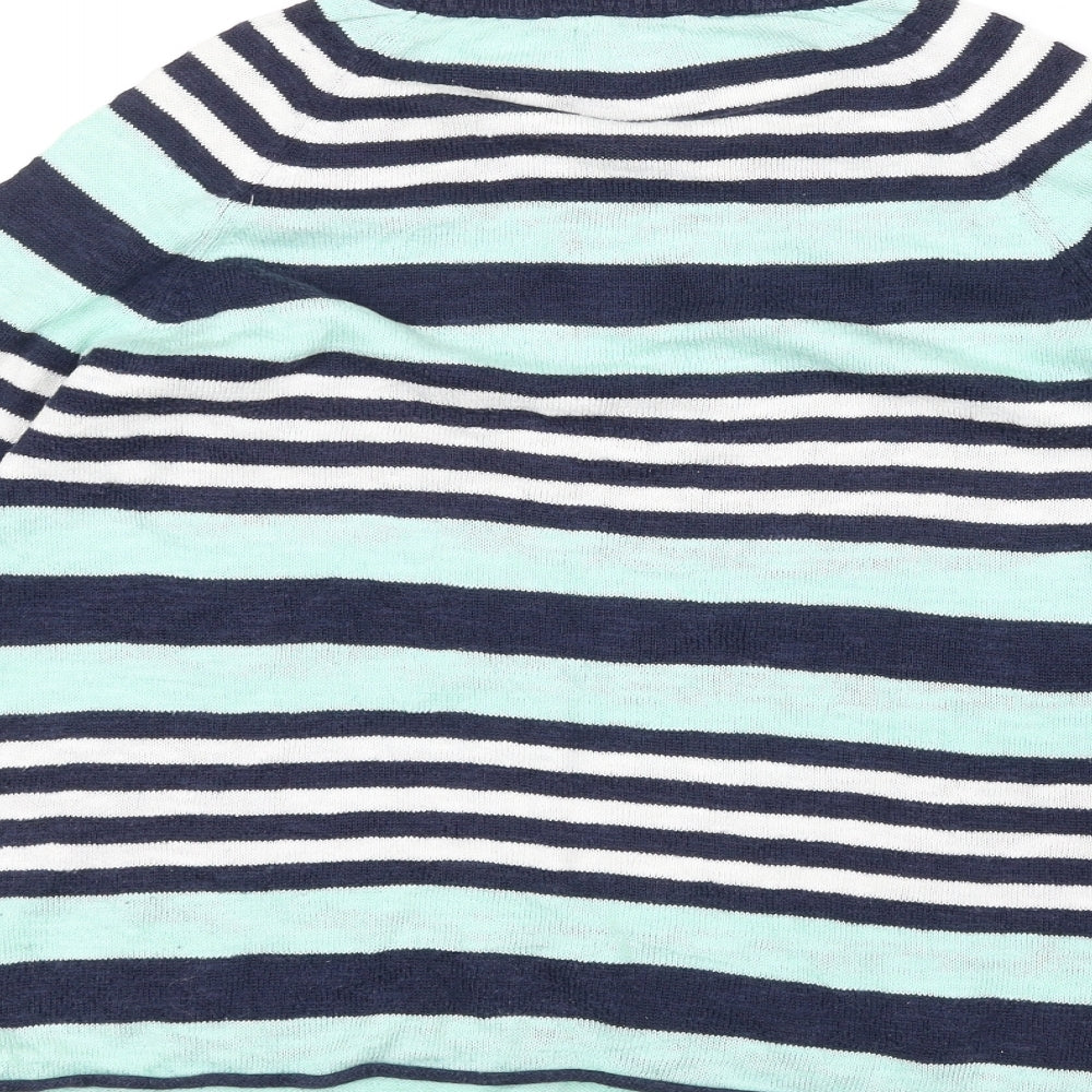 Preworn Womens Green Striped Pullover Jumper Size S