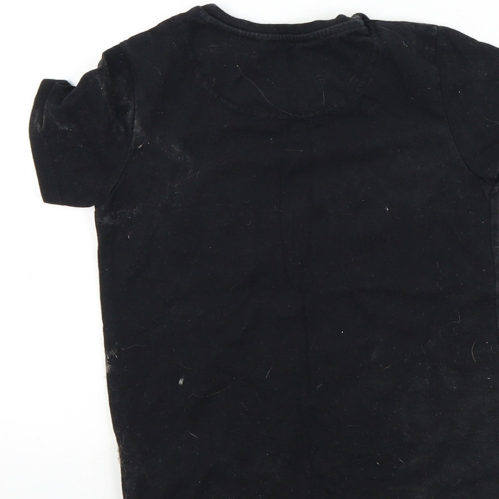 M&S Boys Black Houndstooth Basic T-Shirt Size 6-7 Years
