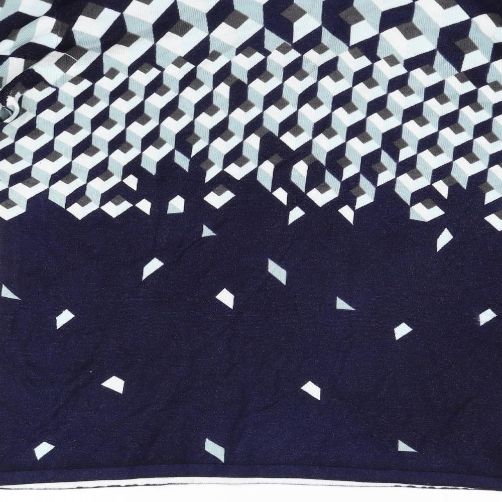 marble Womens Blue Geometric Pullover Jumper Size M
