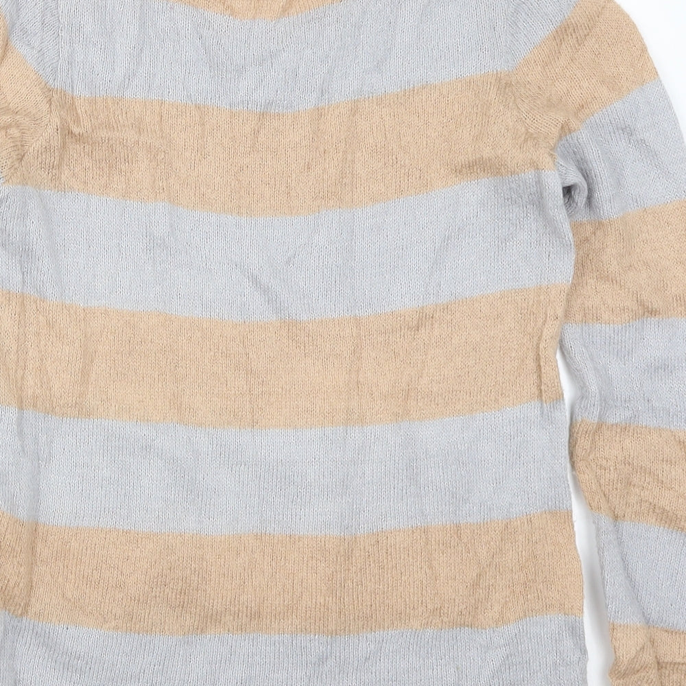 Marks and Spencer Womens Beige Striped Pullover Jumper Size 10 - Owls