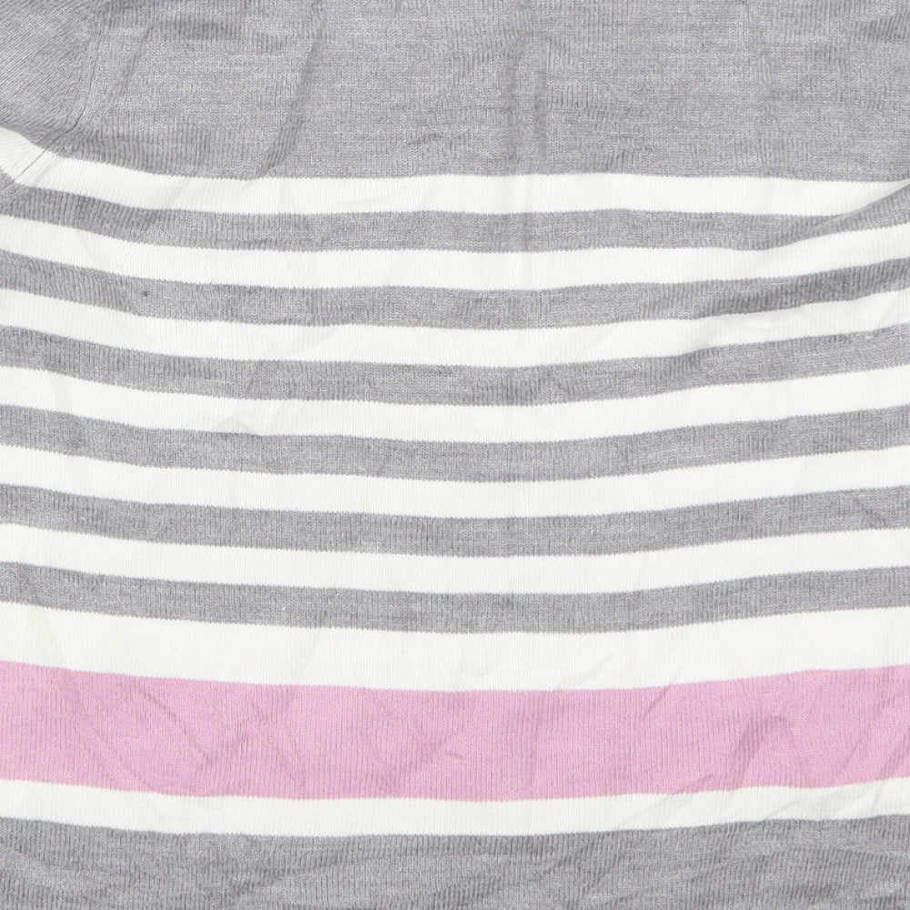Papaya Womens Grey Striped Pullover Jumper Size 14 - Pink