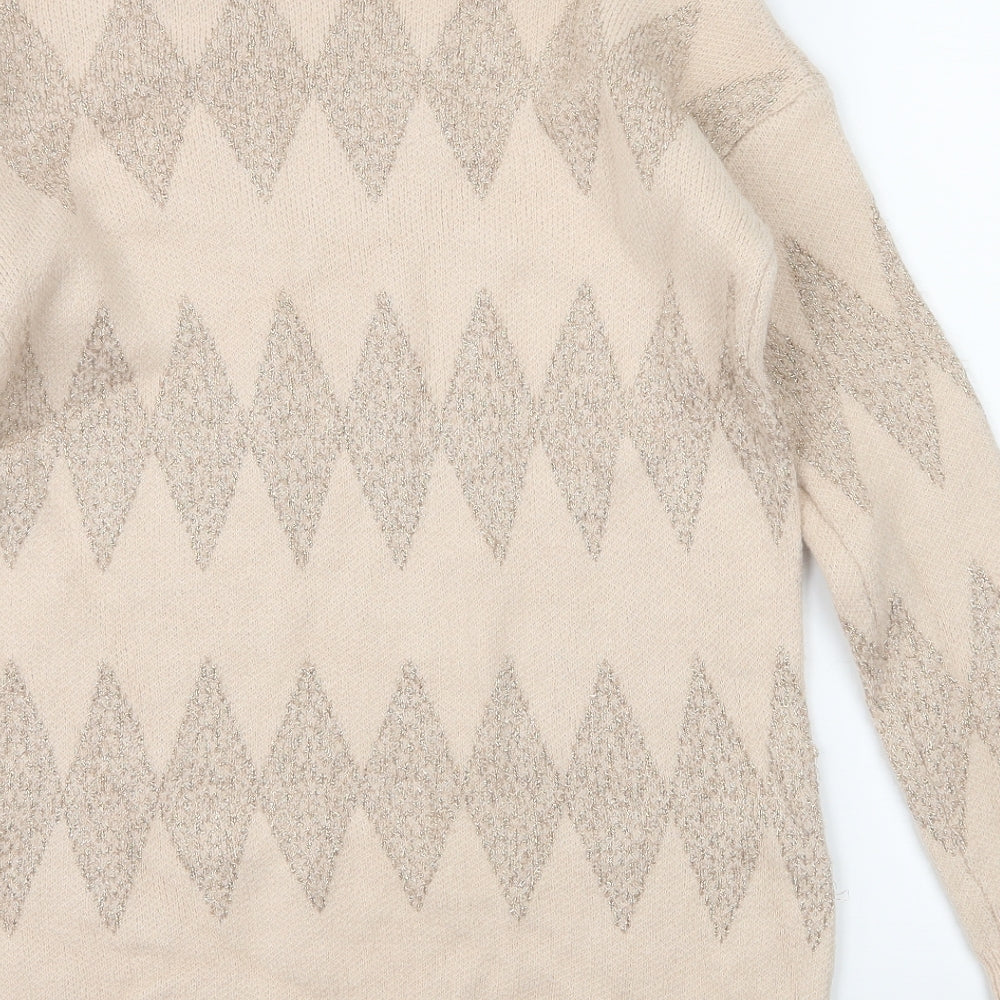 Matalan Womens Pink Geometric Knit Pullover Jumper Size S
