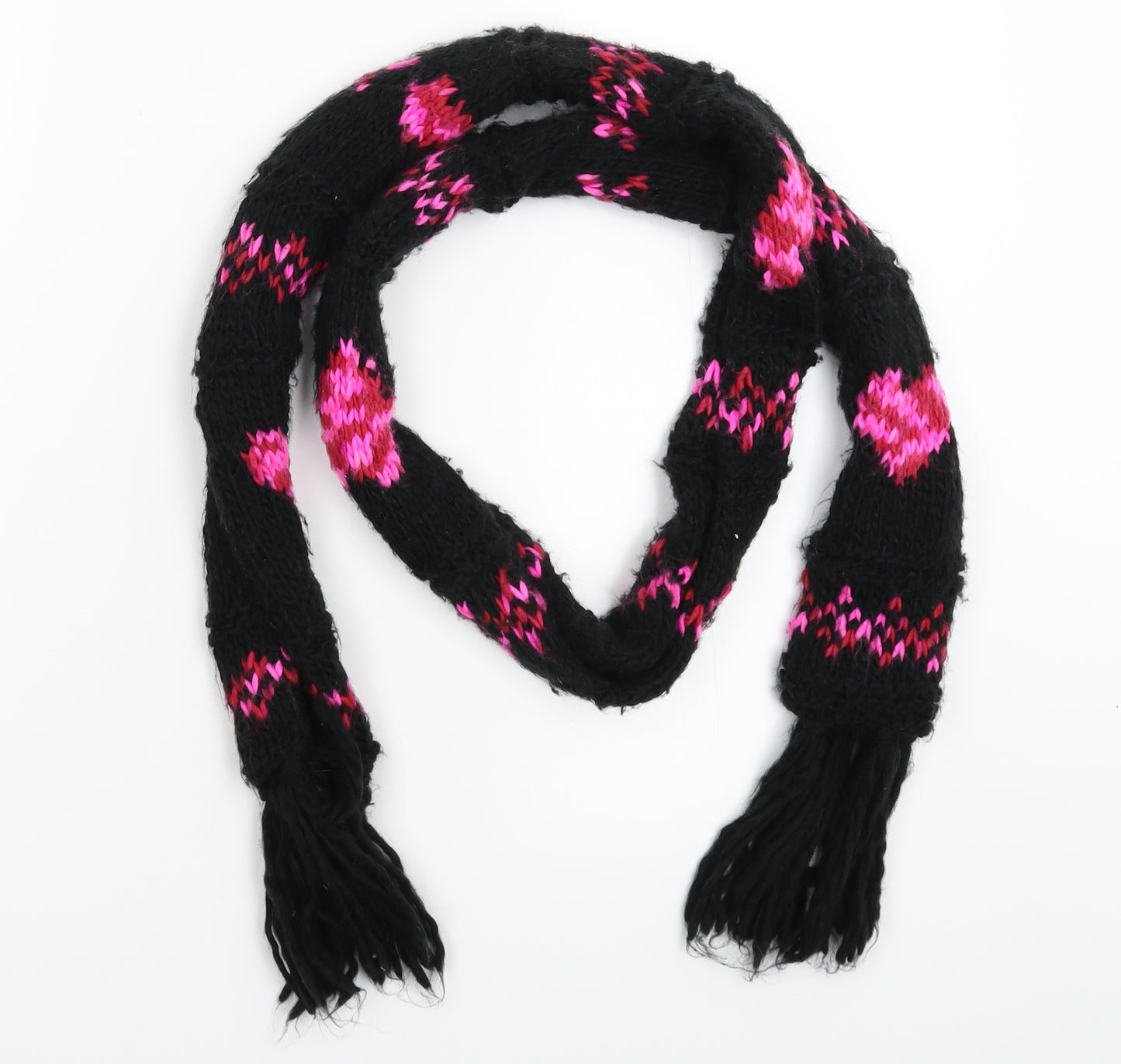 Preworn Womens Black Geometric Knit Scarf