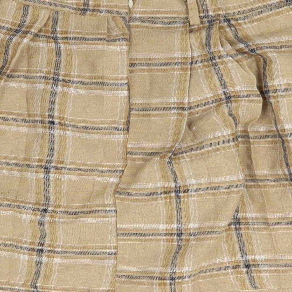 Preworn Womens Beige Check Flare Skirt Size 26 in