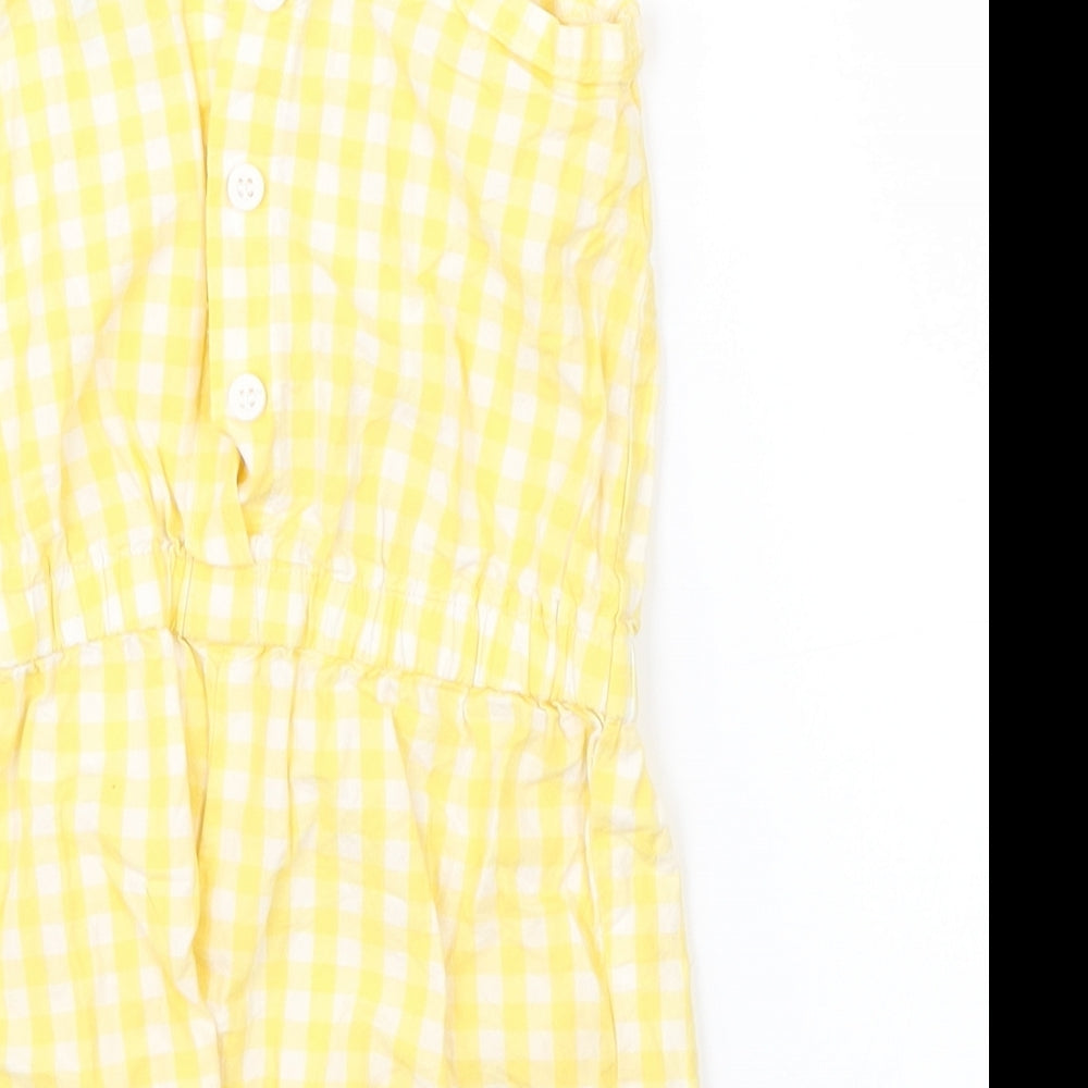 Miniclub Girls Yellow Check Dungaree One-Piece Size 9-12 Months