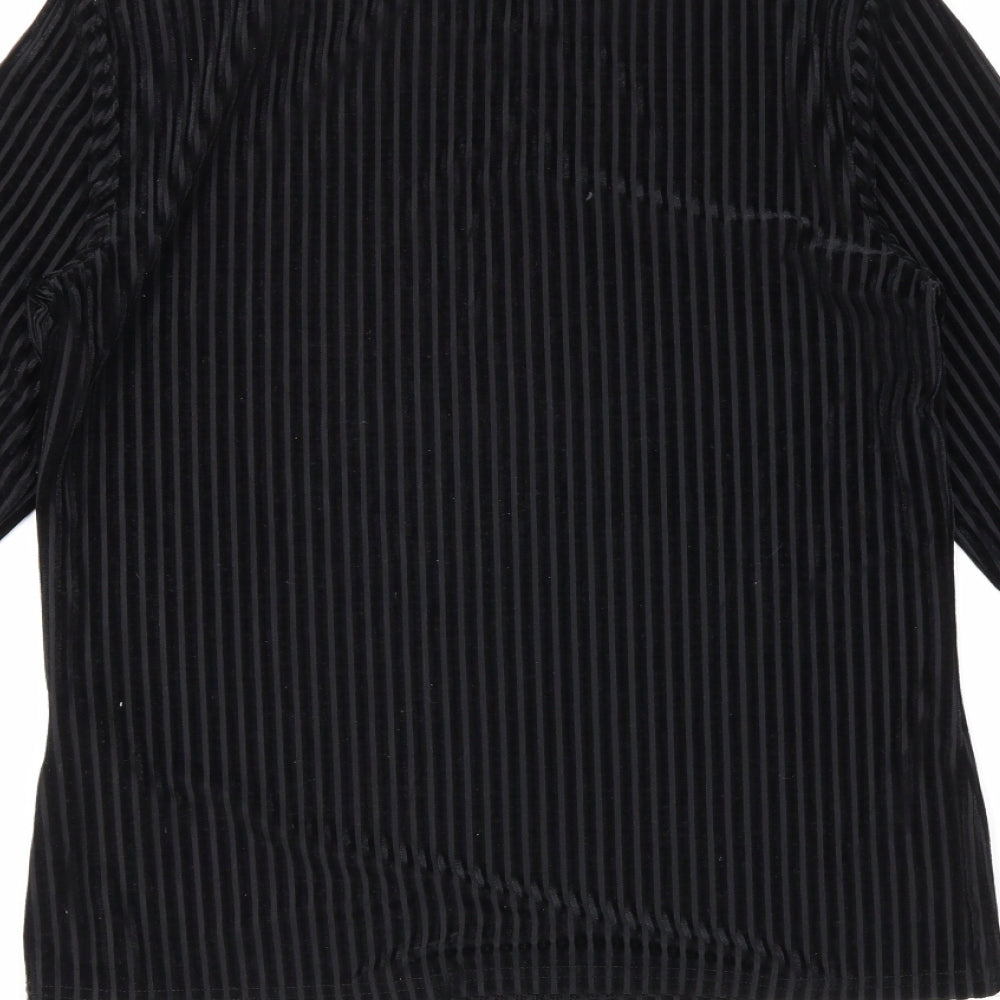 Noisy may Womens Black Striped Basic Blouse Size L