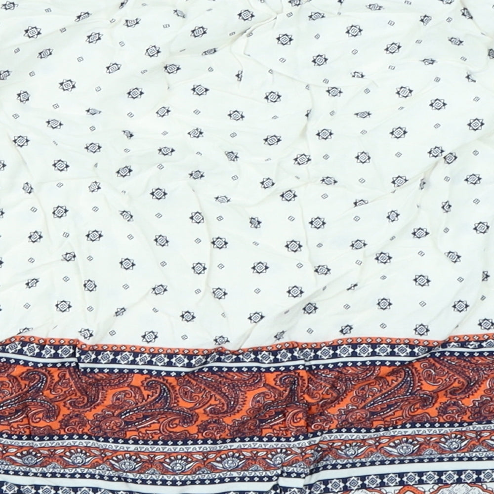 New Look Womens White Paisley Basic T-Shirt Size 10