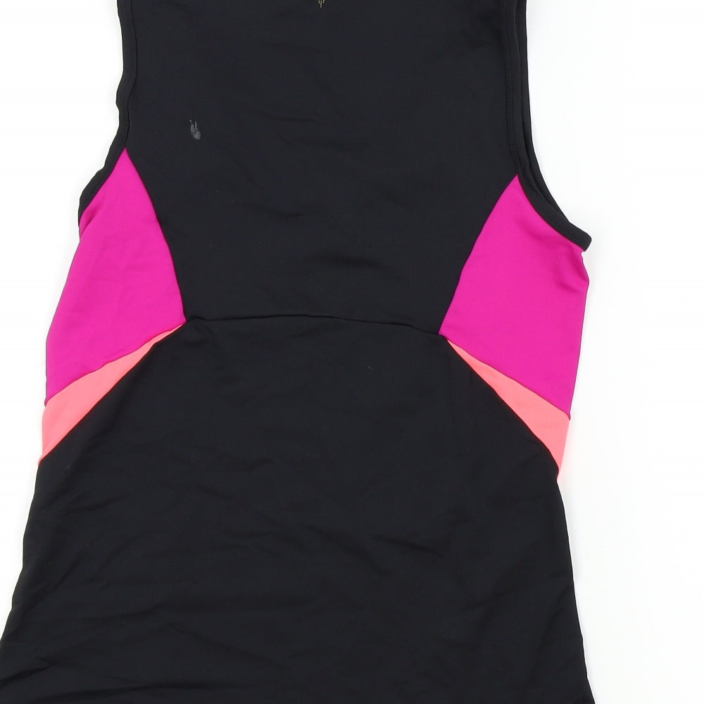 M&S Womens Black Colourblock Basic Polo Size 12