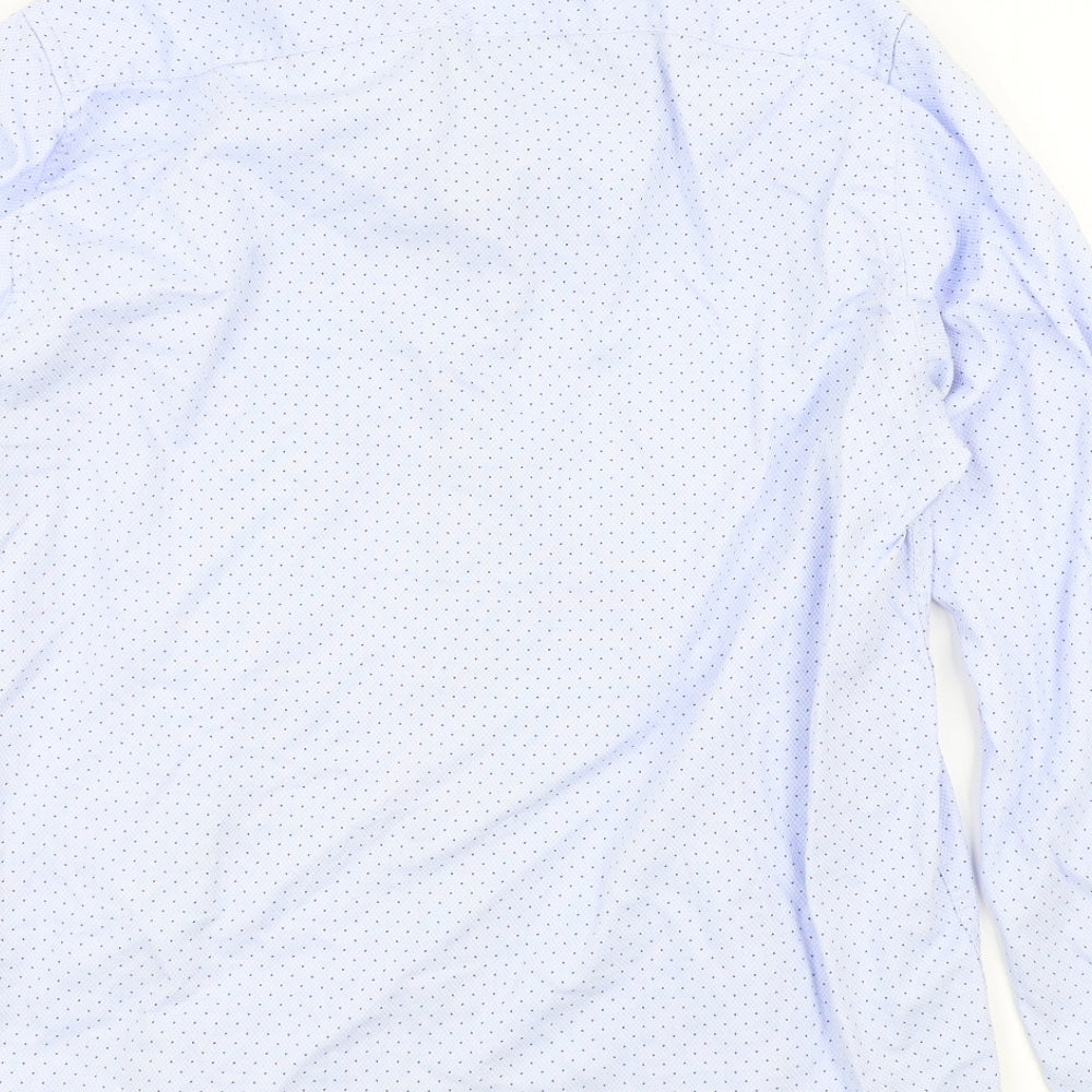 Primark Mens Blue Colourblock Button-Up Size 17