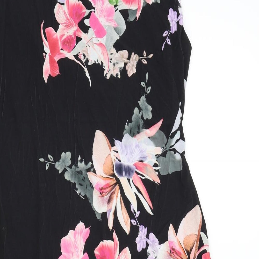 Wallis Womens Black Floral A-Line Size 12