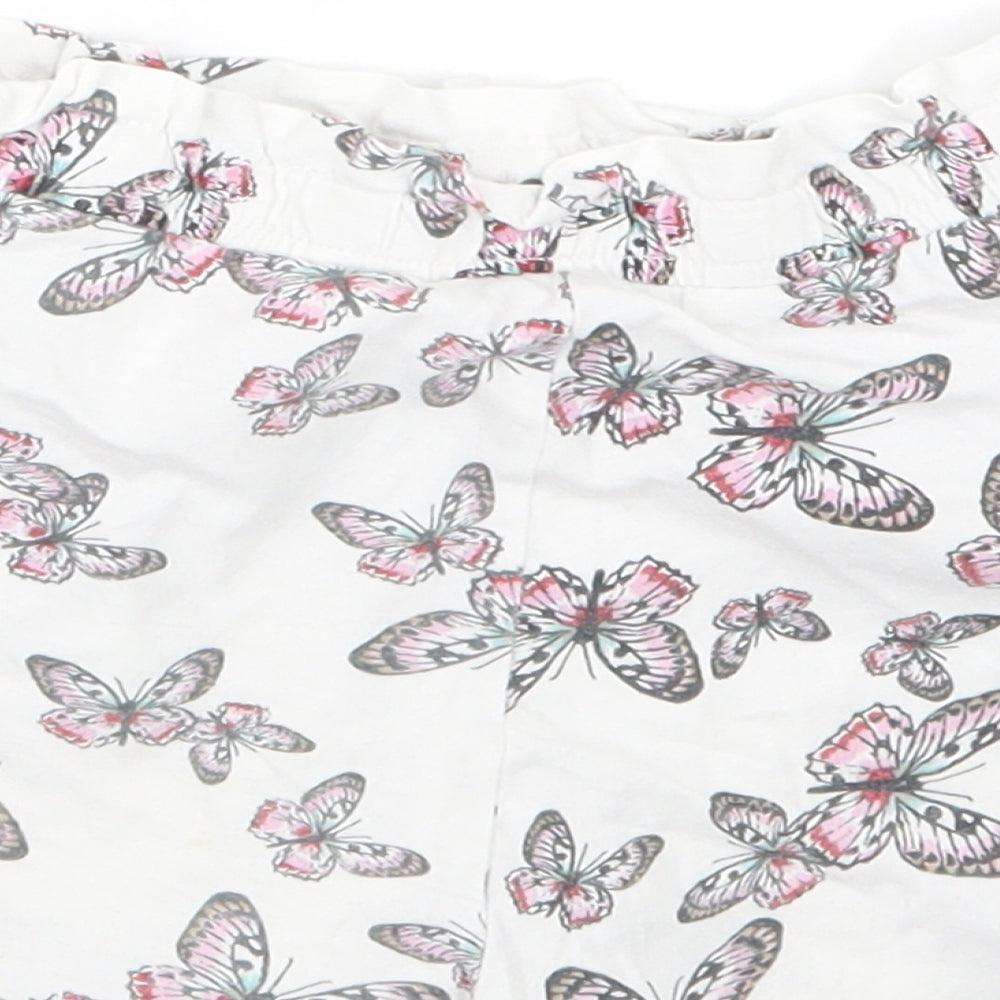 H&M Girls White Geometric Boyfriend Shorts Size 5-6 Years - Butterflies