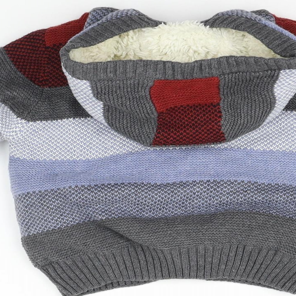 Marks and Spencer Girls Blue Geometric Cardigan Jumper Size 2 Years