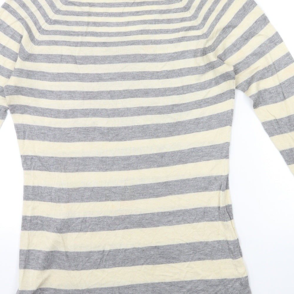 Marks and Spencer Womens Yellow Striped Knit Pullover Jumper Size 12