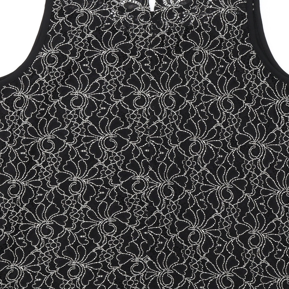 Papaya Womens Black Floral Basic Blouse Size 12