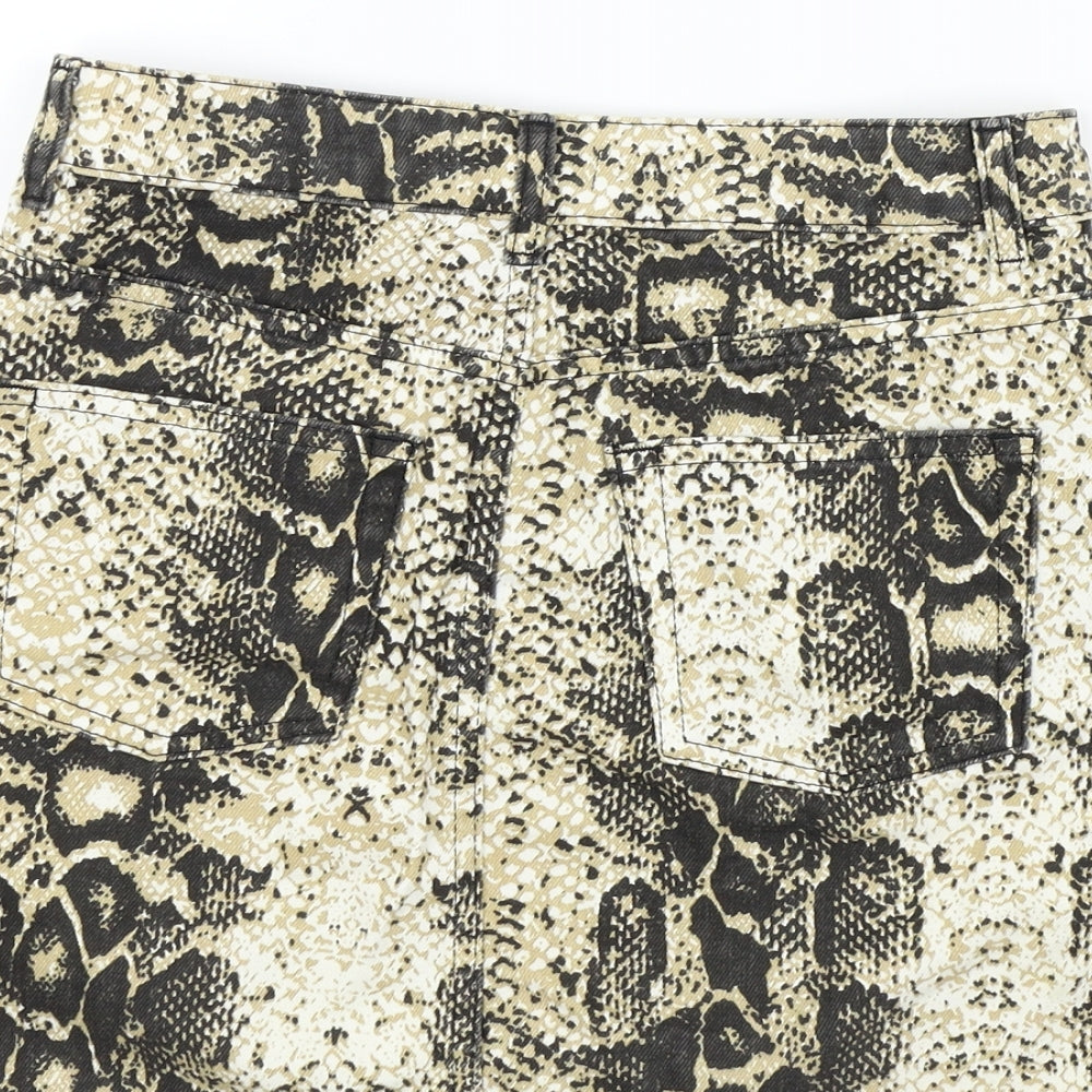 Topshop Womens Brown Animal Print A-Line Skirt Size 8