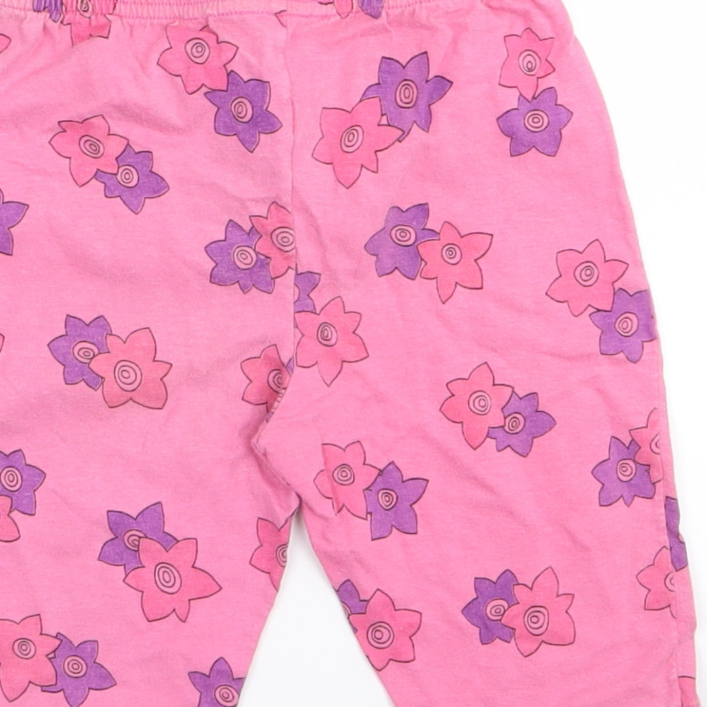 chanbo Girls Pink Floral Capri Leggings Size 12 Months
