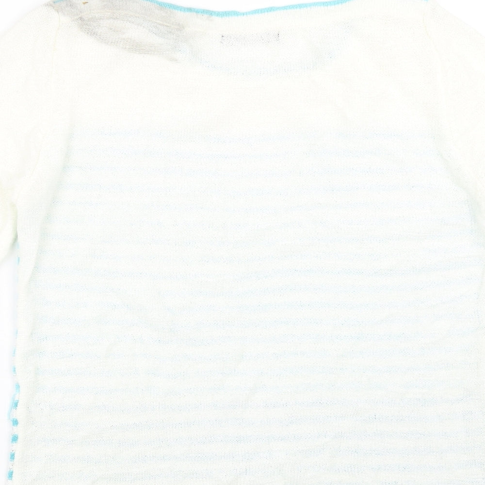 BM collection Womens Blue Striped Pullover Jumper Size S