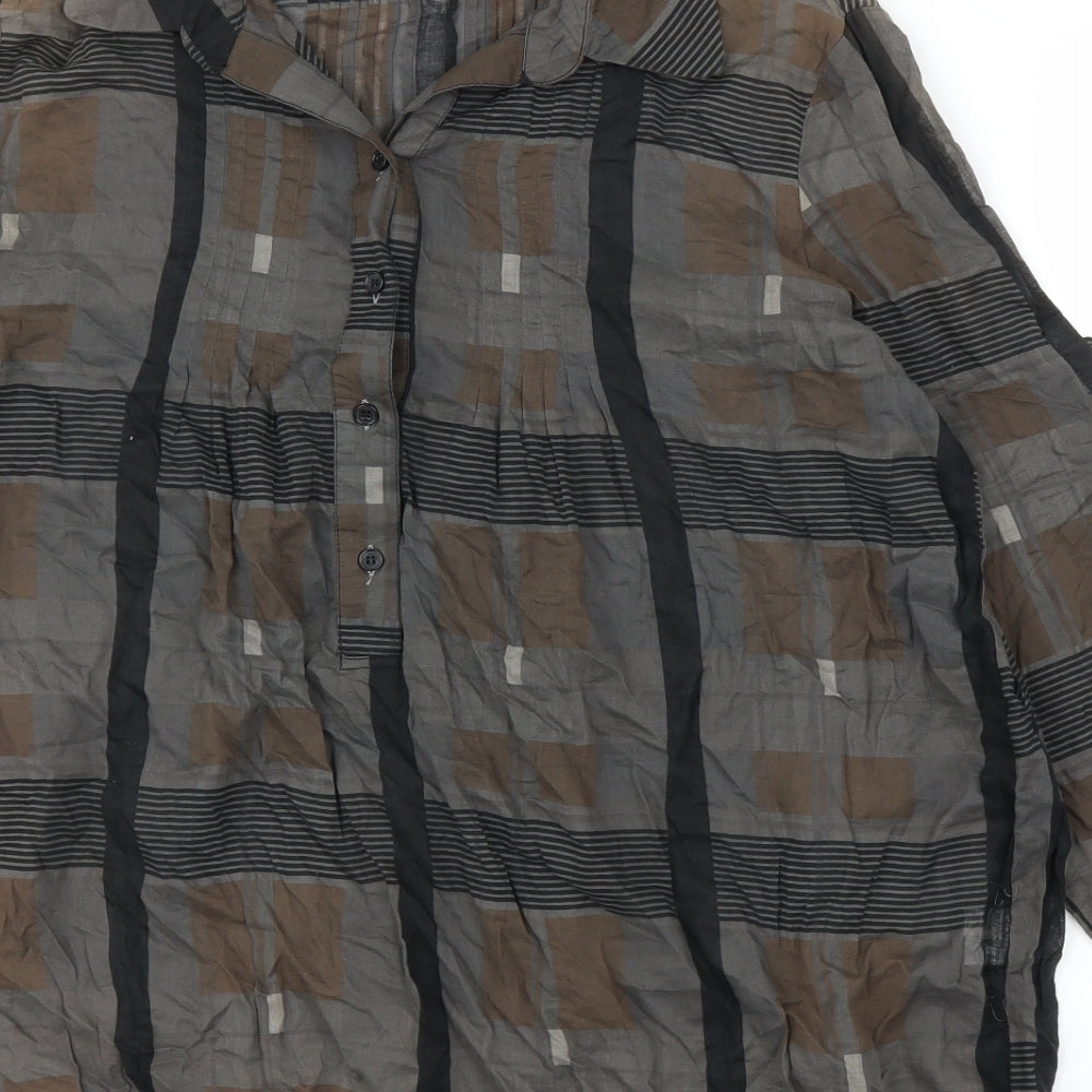 TFNC Womens Grey Geometric Basic Blouse Size L