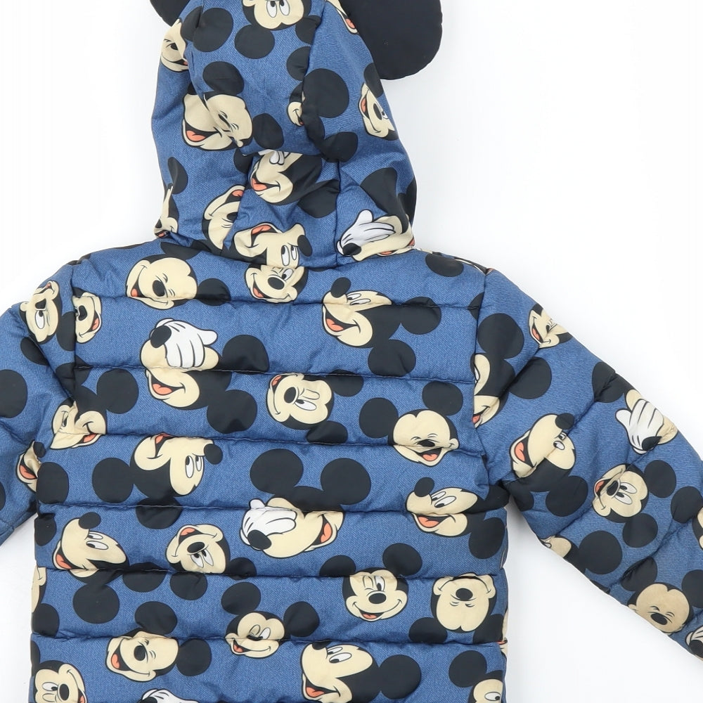 Disney Boys Blue Puffer Jacket Coat Size 2 Years - Mickey Mouse