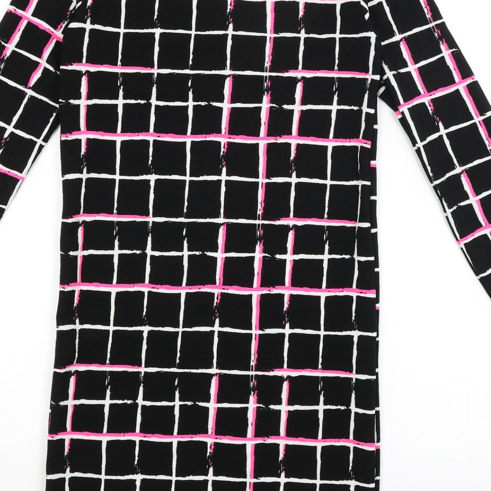 Dolls Paris Womens Black Check T-Shirt Dress Size S