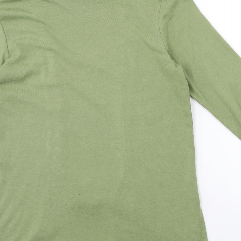 ALEXARA Womens Green Striped Basic T-Shirt Size 12