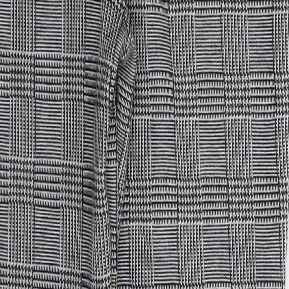 Boohoo Womens Grey Check Trousers Size 10 L28 in