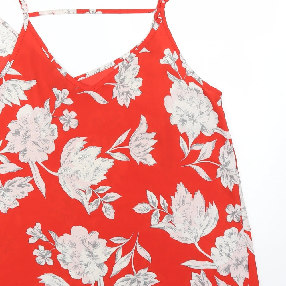 Primark Womens Red Floral Basic Blouse Size 14