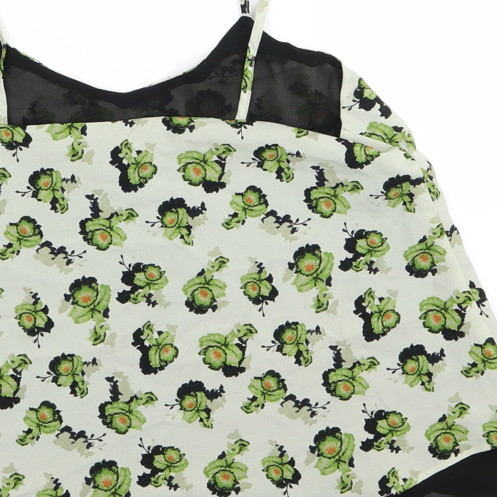 Topshop Womens Green Floral Basic Blouse Size 10