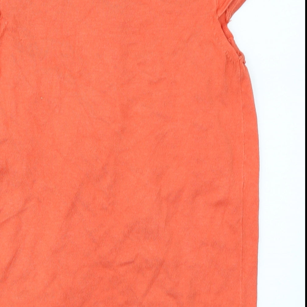 ICHI Womens Orange Knit Cardigan Jumper Size XS