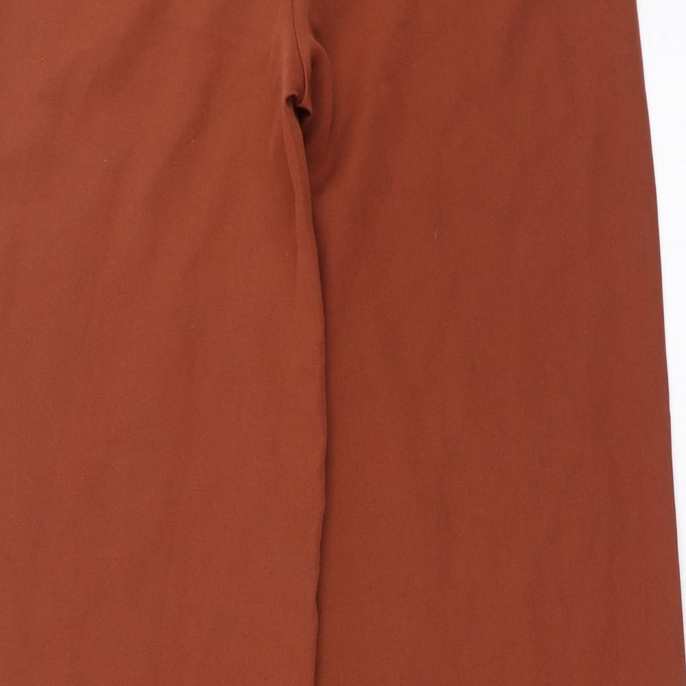 PRETTYLITTLETHING Womens Brown Trousers Size 10 L34 in - tie side detail