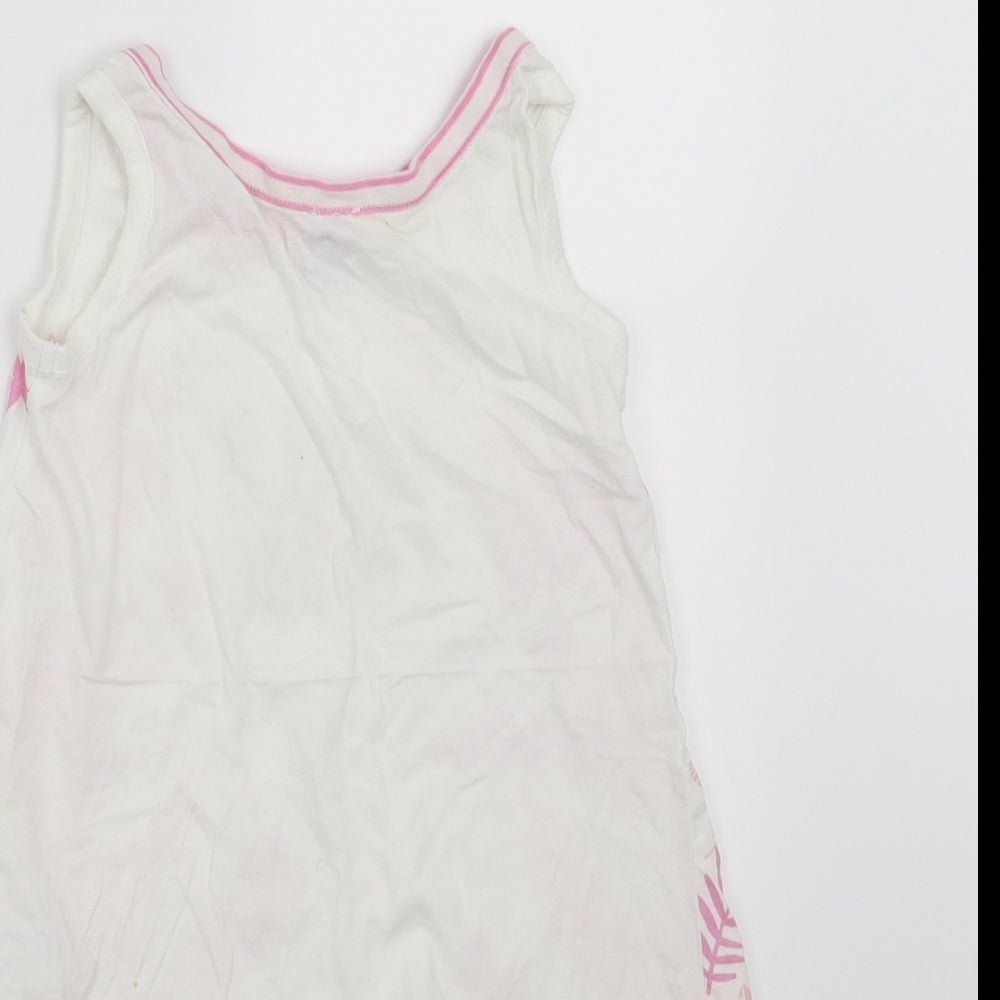 Dopo Dopo Girls White Floral Basic Tank Size 2-3 Years - flamingo