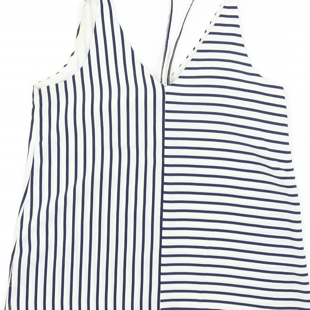 Topshop Womens Blue Striped Basic T-Shirt Size 8