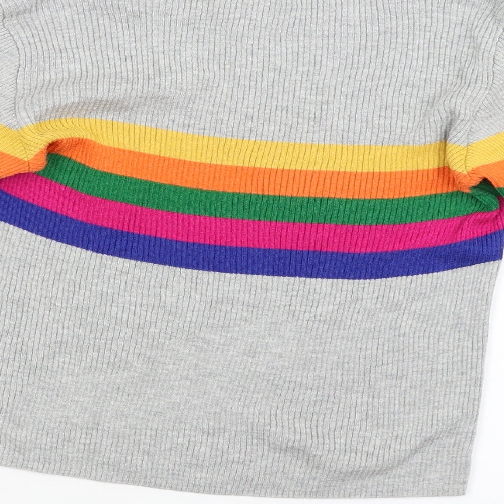 Primark Womens Grey Striped Pullover Jumper Size 4
