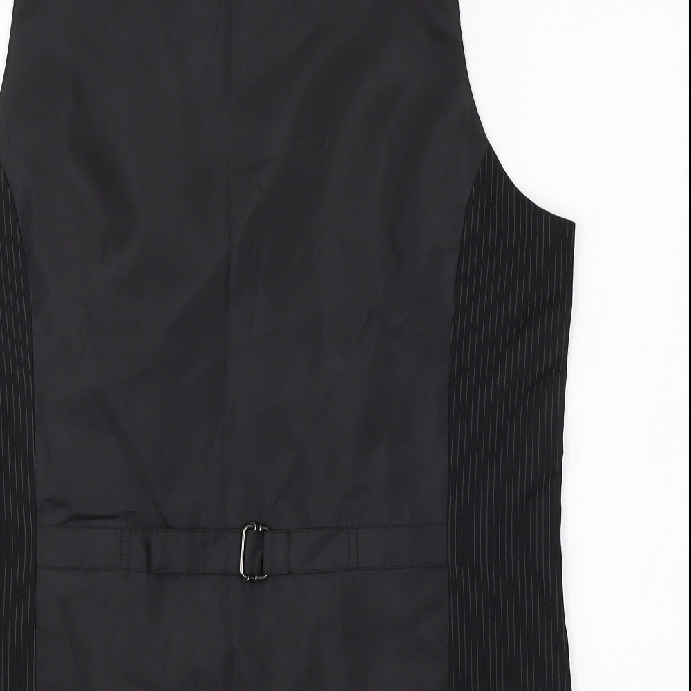 H&M Mens Black Striped Suit Waistcoat Size 38