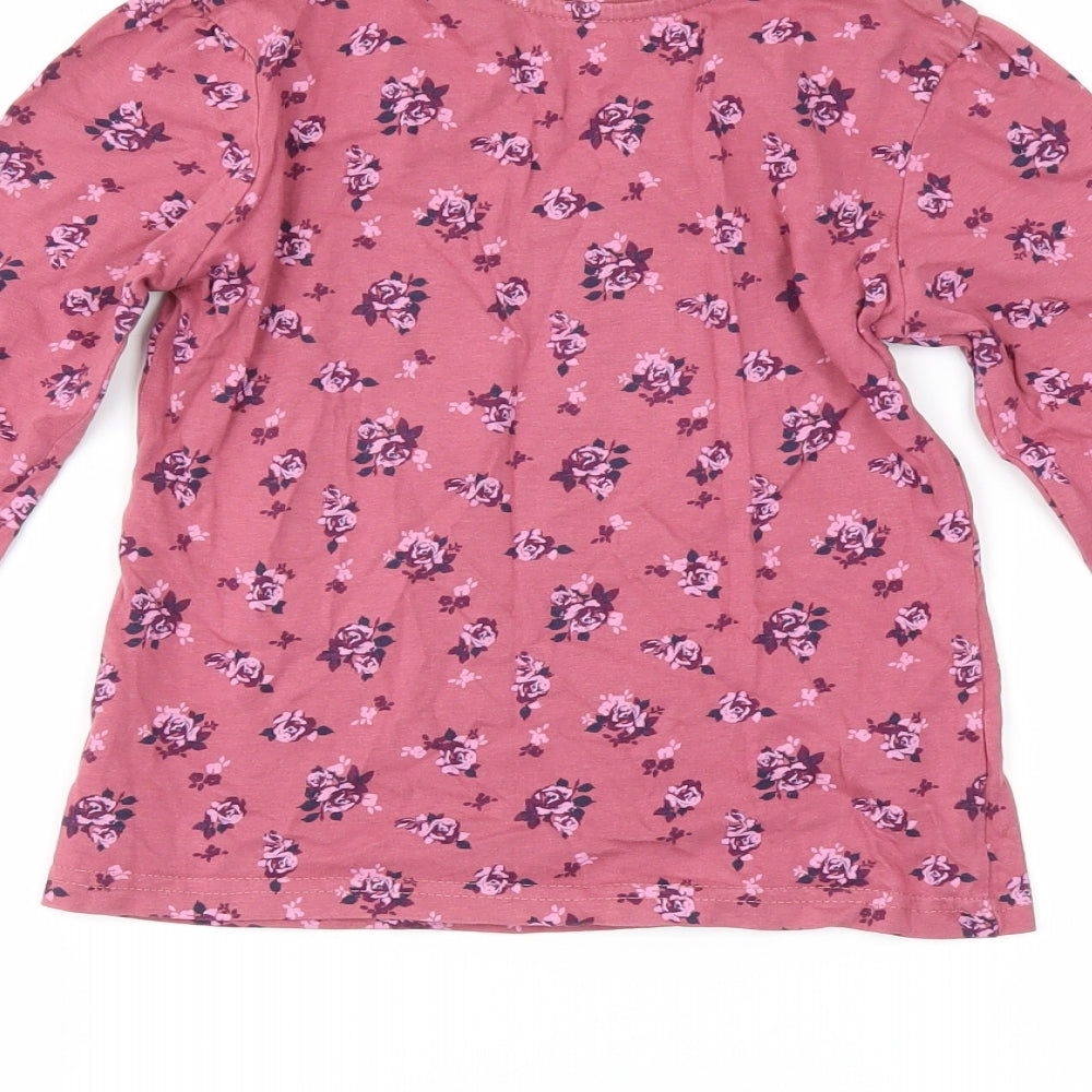 Primark Girls Red Floral Basic T-Shirt Size 6-7 Years