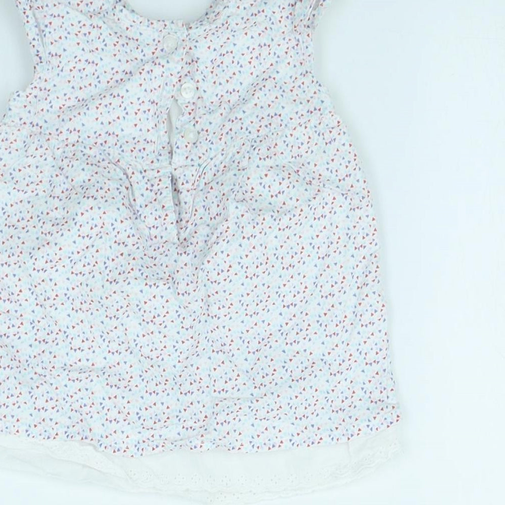 F&F Girls White Floral Basic Blouse Size 6-9 Months