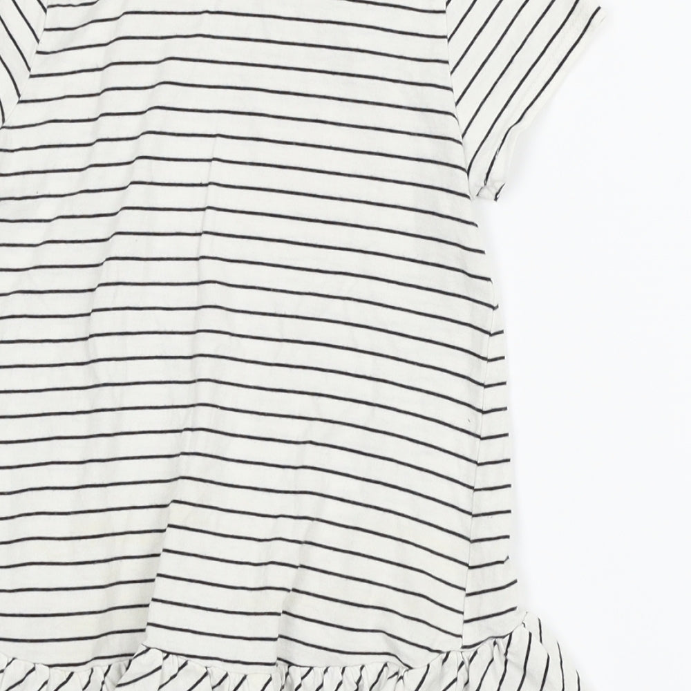Unbranded Girls White Striped Basic Blouse Size 5-6 Years - heart