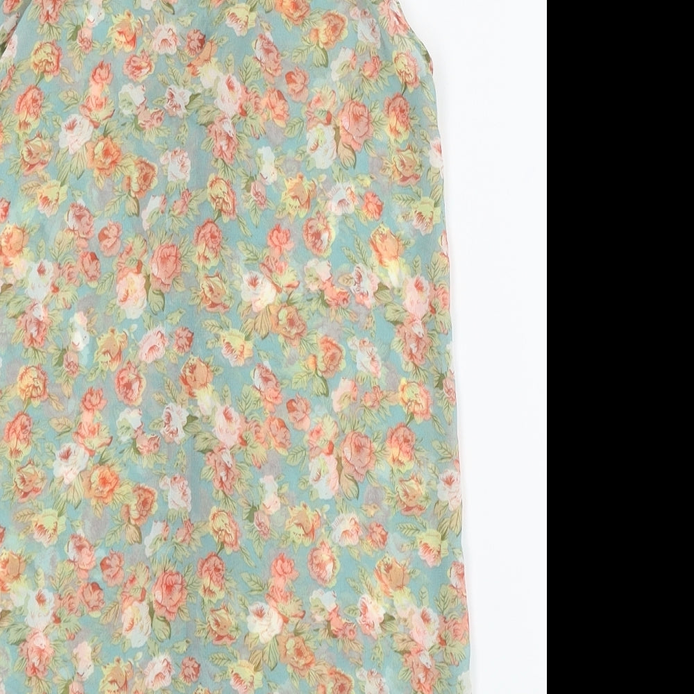 New Look Womens Green Floral Button-Up Size 6