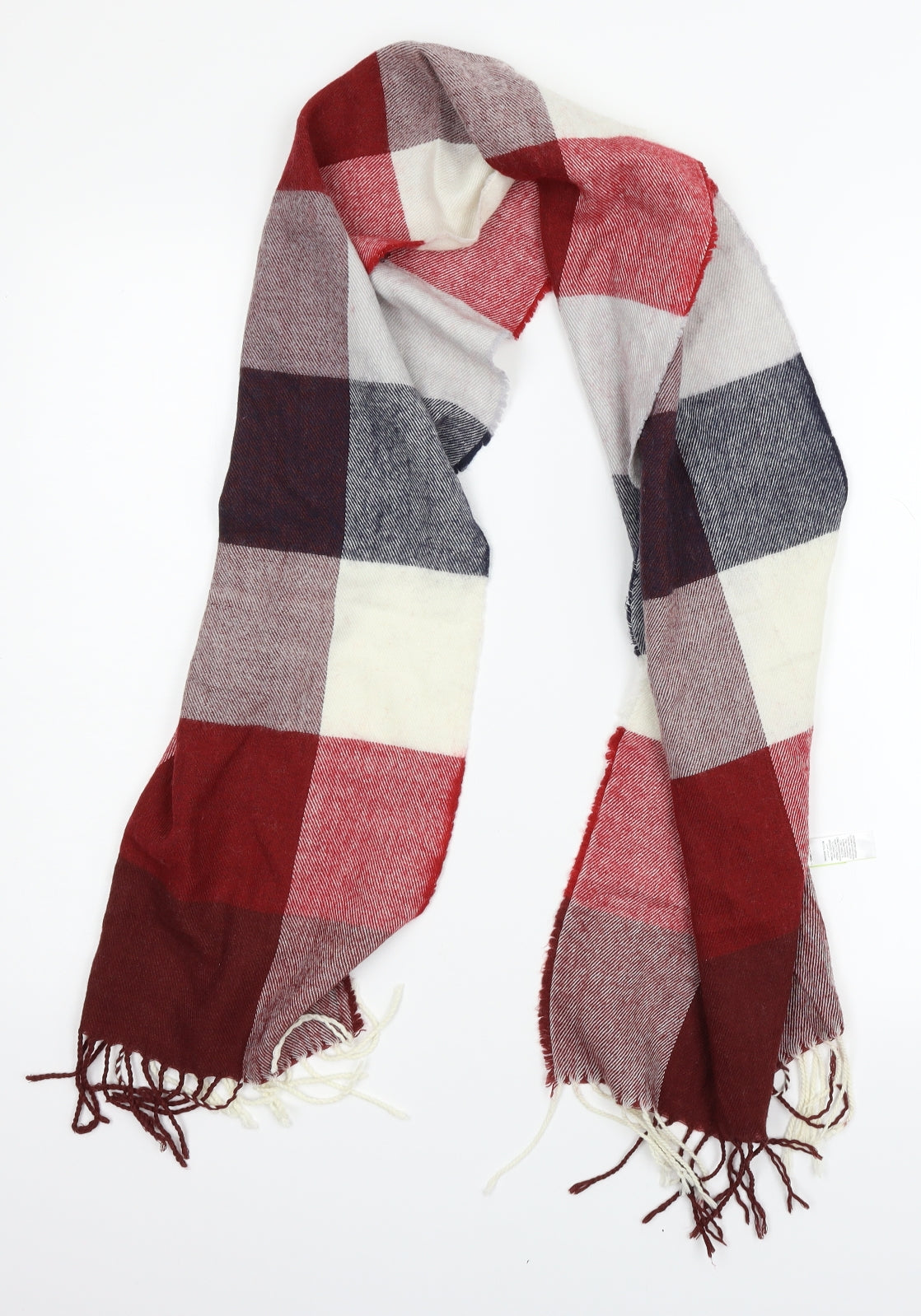 M&S Unisex Red Plaid Knit Scarf