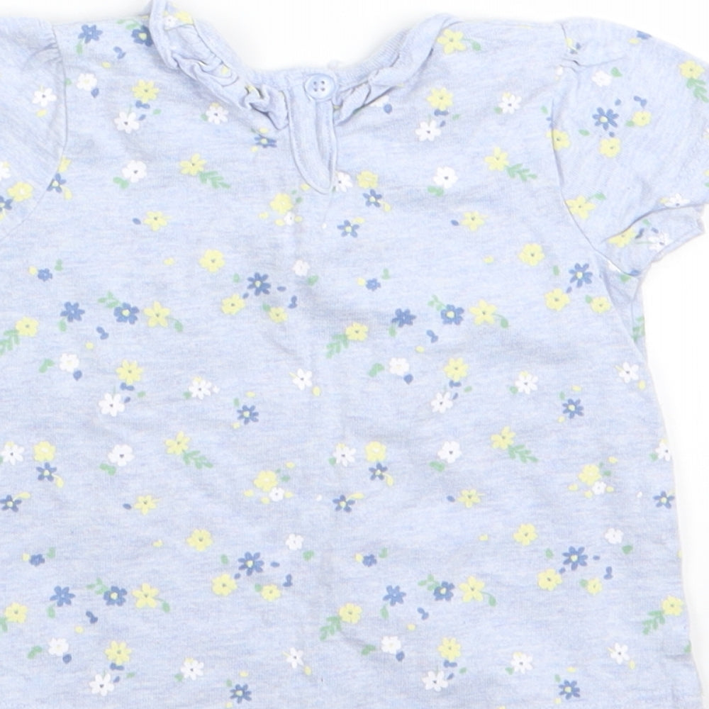 Asda George Girls Blue Floral T-Shirt Dress Size 3-6 Months