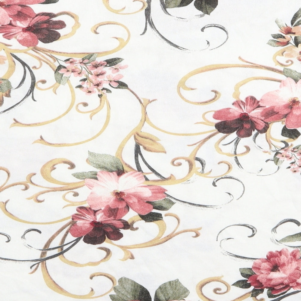LV Clothing Womens White Floral Basic T-Shirt Size M