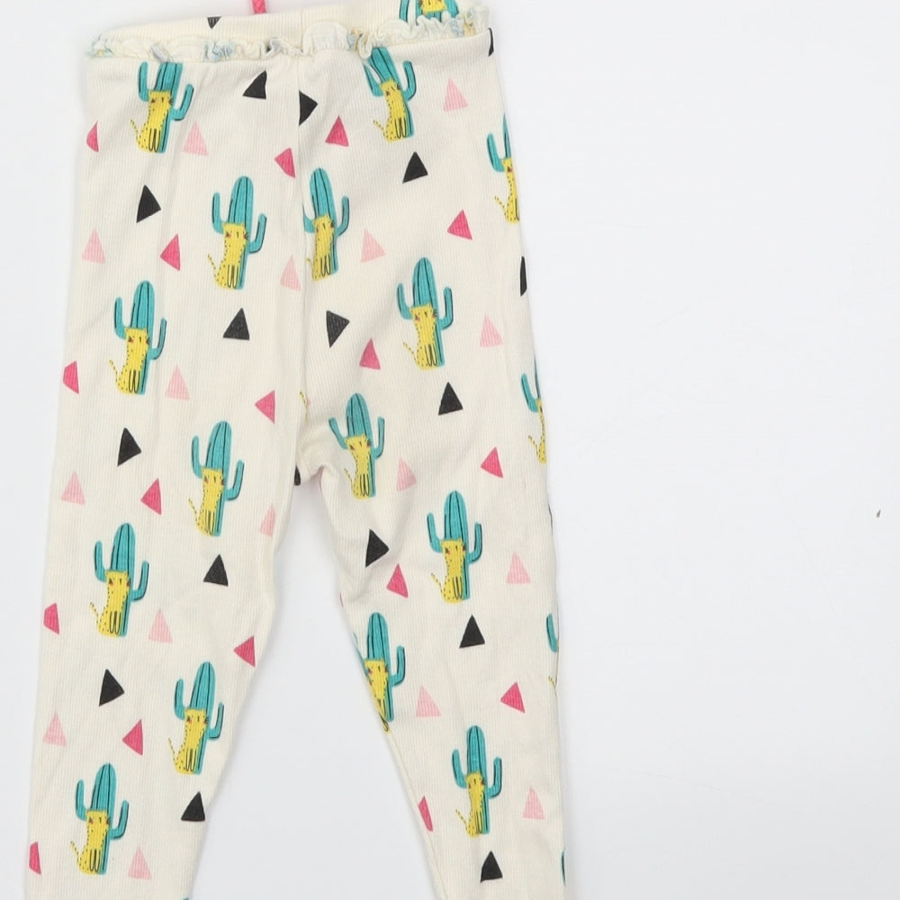 mini club Girls Ivory Animal Print Capri Trousers Size 12-18 Months