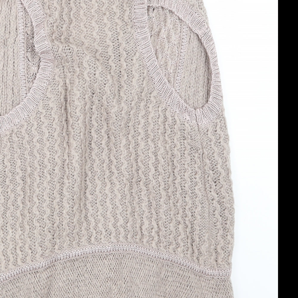 Miss Selfridge Womens Beige Knit Cardigan Jumper Size 8