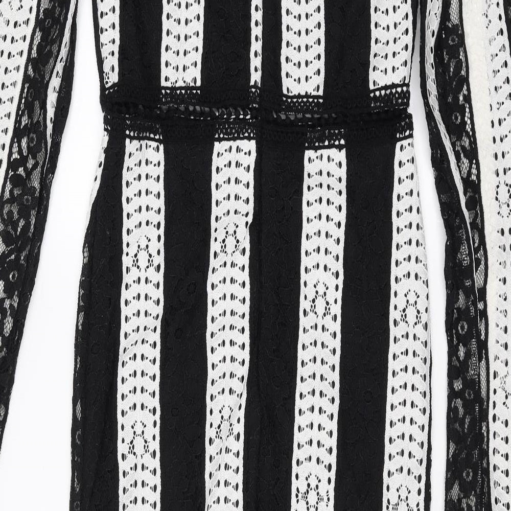 PRETTYLITTLETHING Womens Black Striped Pencil Dress Size 4