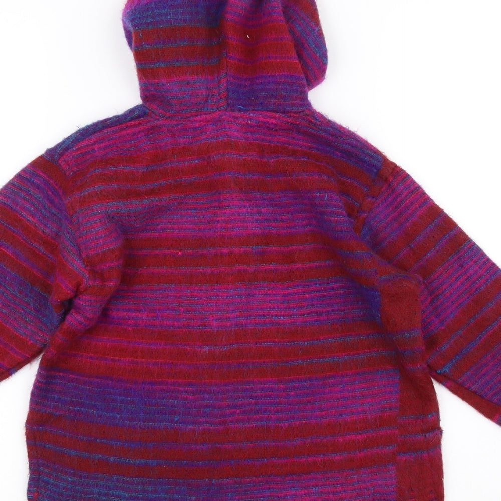 Preworn Girls Red Striped Pullover Hoodie Size L