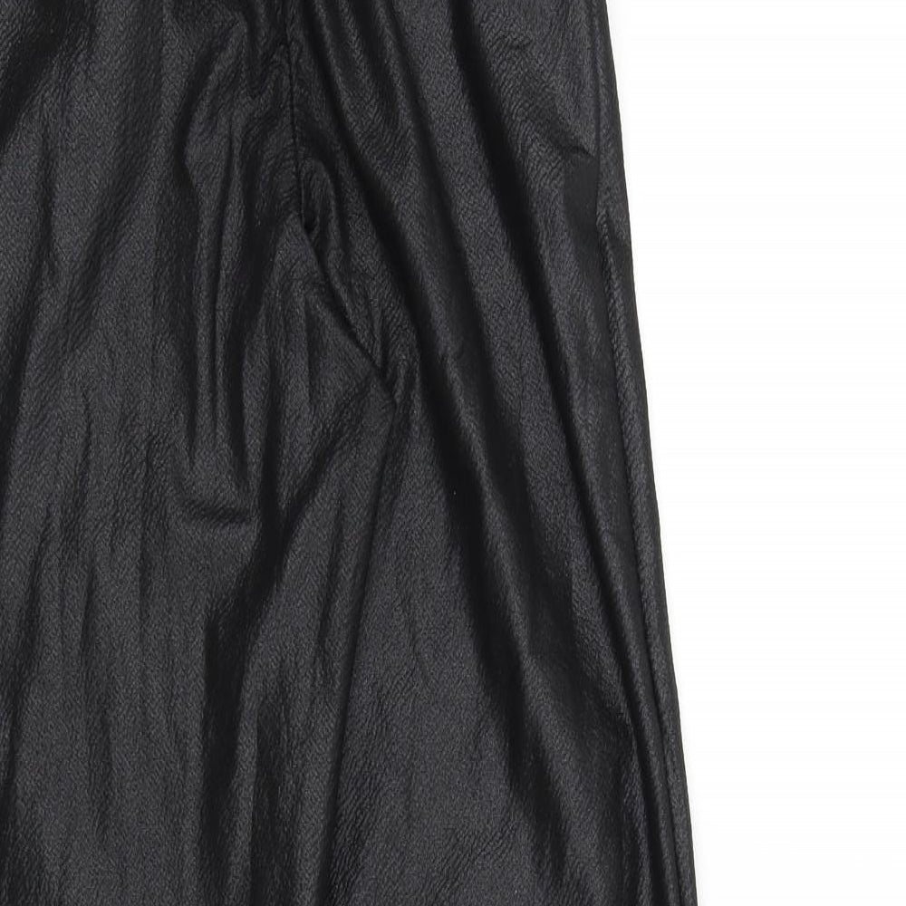 PRETTYLITTLETHING Womens Black Trousers Size 6 L25 in - Frill Detail